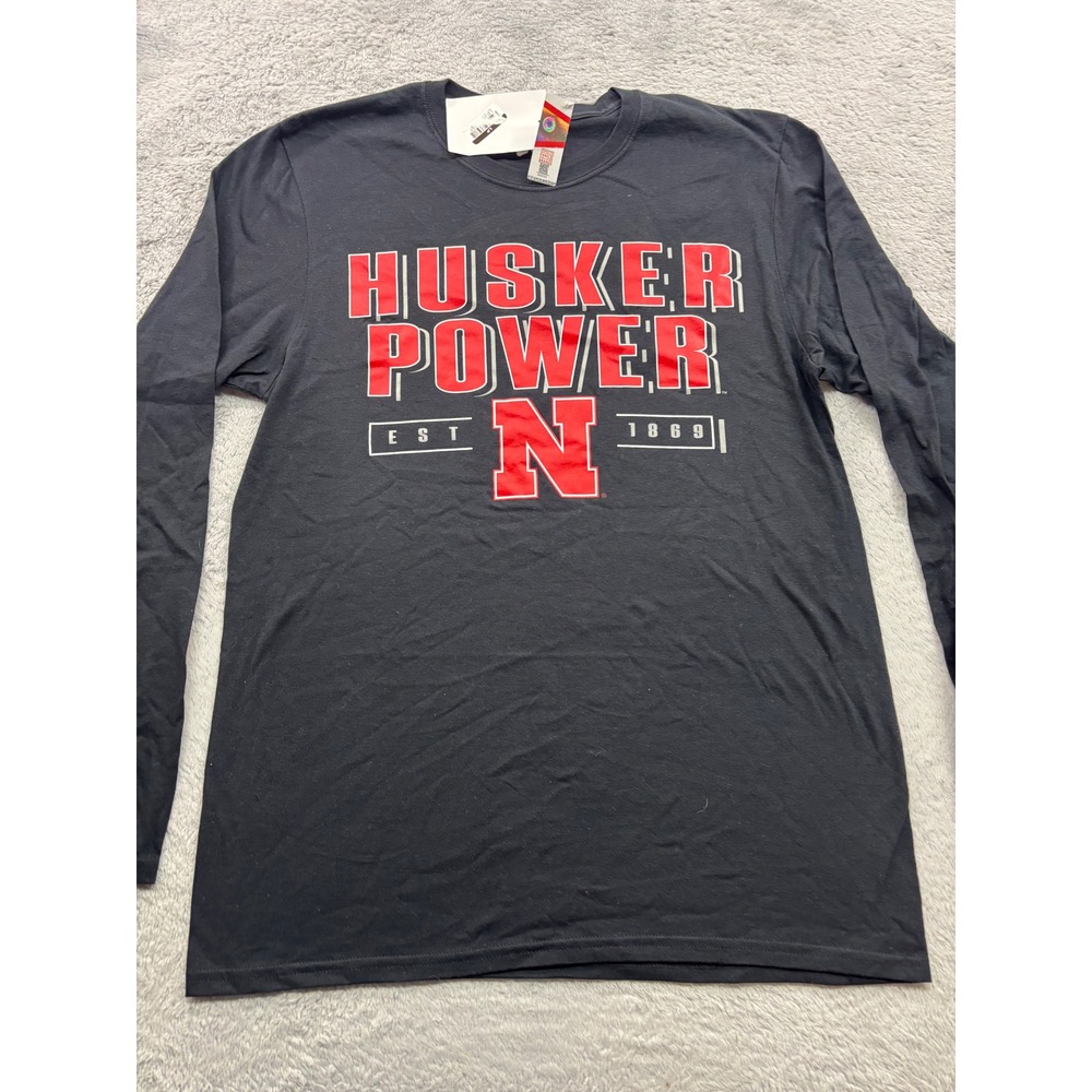 Nebraska‎ Cornhuskers Husker Power Long Sleeve T-Shirt Mens Medium Black New